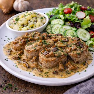 Polędwiczki wieprzowe w sosie z grzybów leśnych