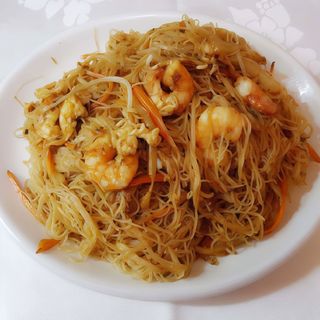 fideos de arroz con gambas
