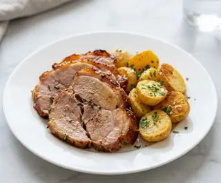 Jamón Asado Con Patatas Fritas
