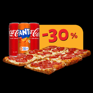 Pizza cu Salam Picant intreaga ( 6 felii ) cu 3 bauturi racoritoare incluse