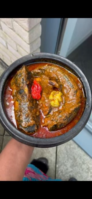 Sauce graine au brochet fumé+foutou