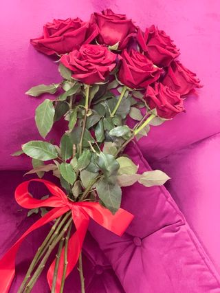 7 бр. Червени рози с панделка