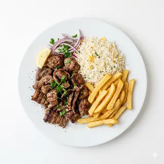 Plato Kebab Con Arroz Y Patatas