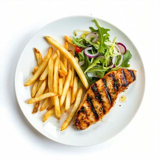 Pechuga de pollo con papas fritas