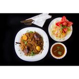 Half Pilau with Chapati , Beef or beans  and a 330ml PET Soda