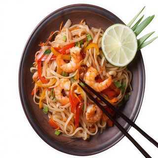 Fideos De Arroz Con Gambas