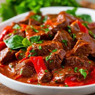 Beef in red pepper sauce