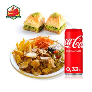 Zestaw Talerz Kebab + Coca-Cola 330ml + Baklawa (2 szt.)