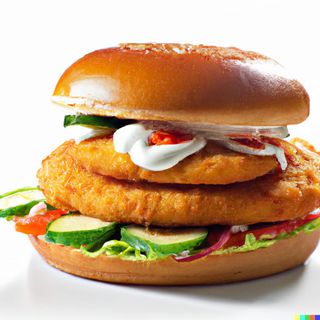 Двоен пилешки бургер