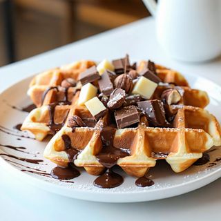 Waffle Nutella, cioccolato bianco e nocciole