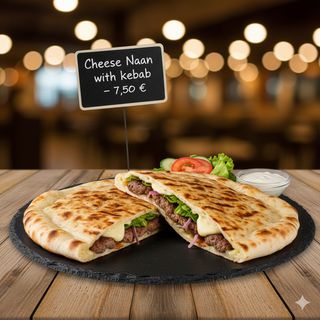 Cheese Naan with kebab