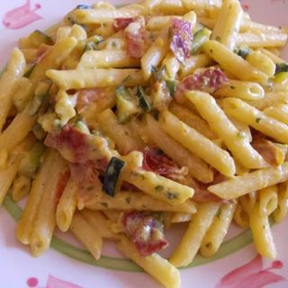 Garganelli speck e zafferano