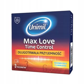 Prezerwatywy (condoms) Opóźniające Wytrysk, Unimil Max Love, Lateks, 3 Szt