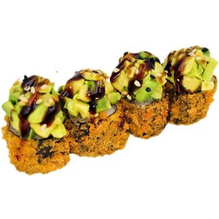 164. Maki Salmó Arrebossat Amb Salmó I Maionesa Picant Amb Salsa Anguila I Kataifi (8 Uds.)