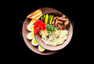 Рис з свининою та яйцем