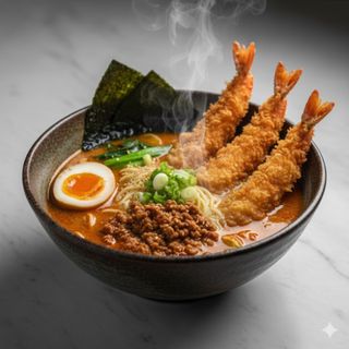 Dandan ramen con ebi tempura