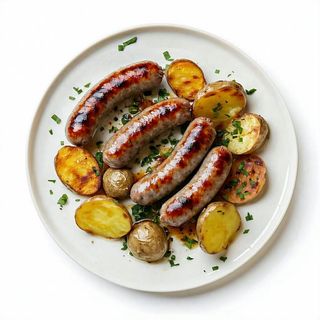 Salsiccia di maiale con patate al forno