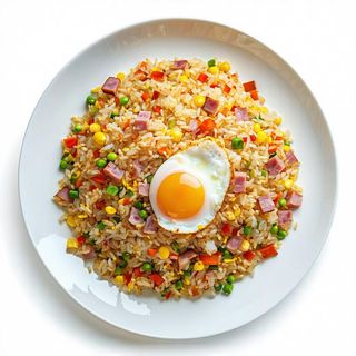 54c. Riso saltato con prosciutto, verdure ed uova