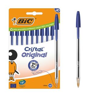 10 boligrafo bic cristal azul blist