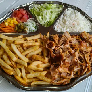 Plato kebab con arroz (mixto)