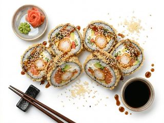Tempura futomak z łososiem i krewetkami 6 szt. (240g)