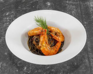 Linguine Nero with Prawns