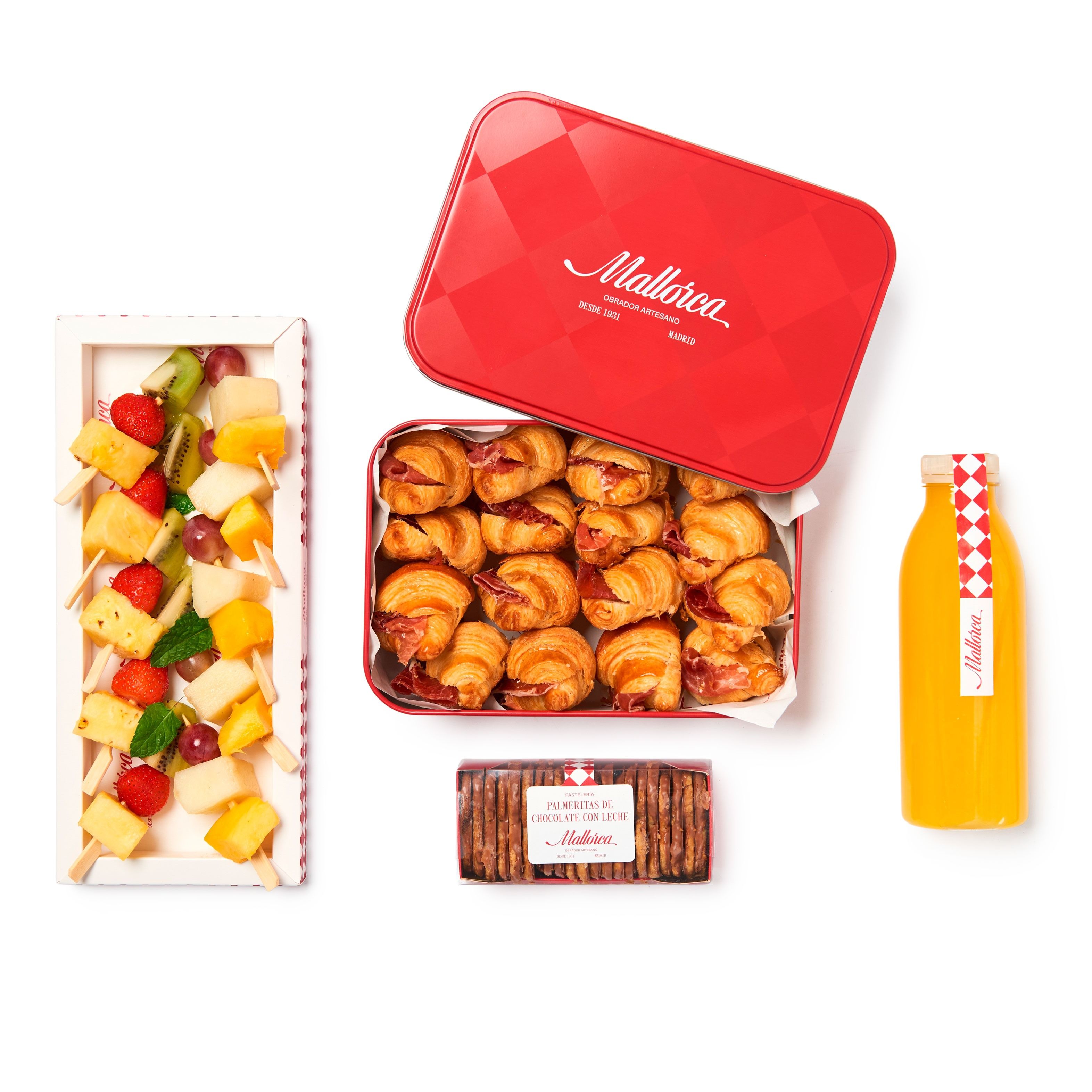 Desayuno saludable con petit croissant ibérico para 5 personas