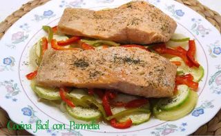 SALMON A LA ROMANA C/VERDURAS AL HORNO O PATATAS FRITAS