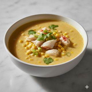 Sopa de maíz y cangrejo