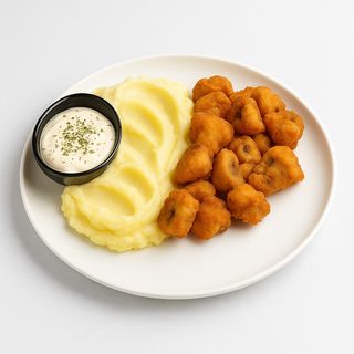 M5-Pohani šampinjoni, šareni pire krumpir, tartar