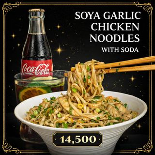 Soya Garlic Chicken Noodles with Soda