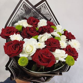 Bouquet Roses Rouges & Blanches Bl