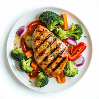 Pollo con verdure alla piastra