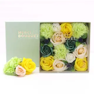 Caixa de flores de sabão - Amarelo e Verde