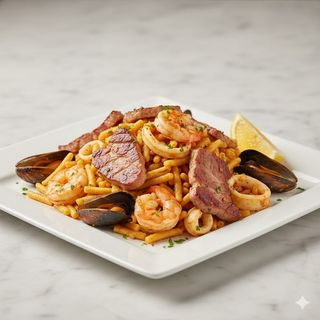 Fideuá De Mariscos Y Secreto Ibérico (Para 2 Personas)