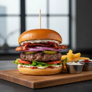 Burger de vita Angus cu cartofi wedges