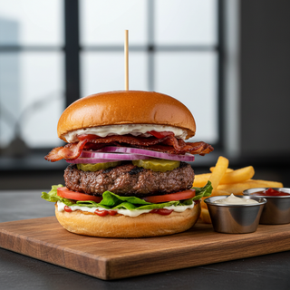 Burger de vita Angus cu cartofi wedges