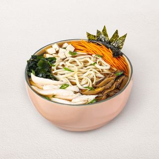 Ramen with chicken and shiitake mushrooms