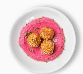 Beetroot Hummus Bowl With Falafel