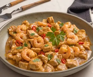 Picado de Frango e Camarão