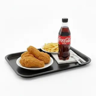 Chips , 1/4 chicken & Soda