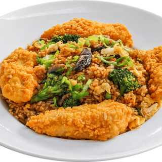 Wok de Arroz com Crocantes de Frango