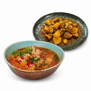 Meniul zilei Ciorba de perisoare si tocanita de porc cu cartofi