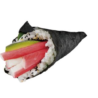 Temaki California rojo cangrejo aguacate y huevo