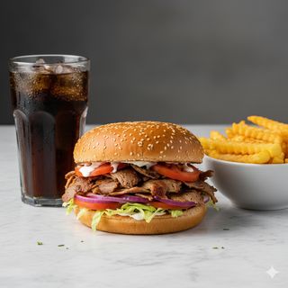 Hamburguesa doner + patatas + bebida