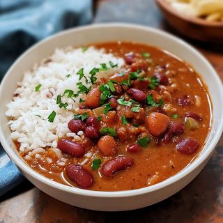Rice & Beans with Stew