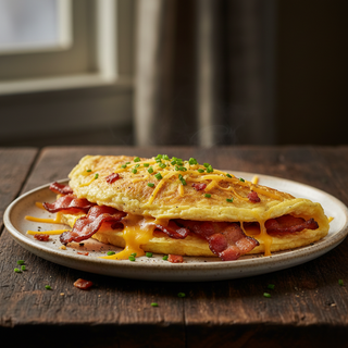 Omletă cu bacon si cascaval