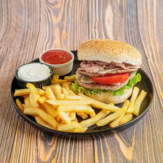 Slaninica burger i 200g pomfrita