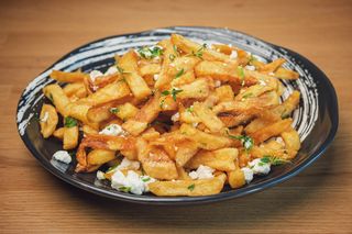 French fries with garlic and parmesan