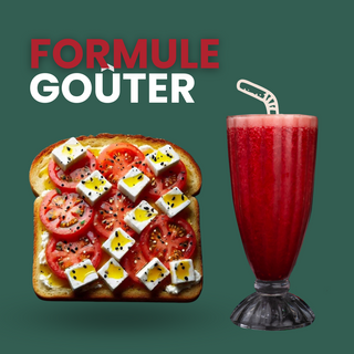 Toasts Complets Tomate Feta Mozzarella + Jus au choix